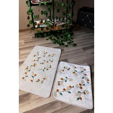 Dolce Mariee Dijital Baskı Kaymaz Taban Yıkanabilir 2'li Punch Banyo Paspas Takımı PCP001