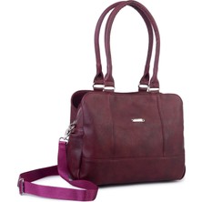  Nas Bag Kadın Büyük Boy Üç Bölmeli Omuz Çantası Bordo Raven