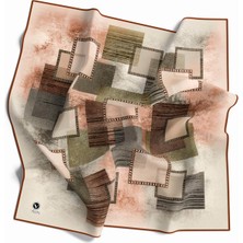 Violla Twill Batik Desenli Taba Renkli 90X90 Eşarp (Ipek Içermez) Kenar Dikiş Şekli El Dikişli