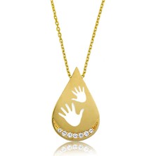Aya Diamond Gümüş Gold Bebek Elleri Bayan Kolye