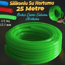 CetKing Bahçe Çeşme Su Hortumu Iç Çap 1/2 Naturel Silikonlu Sulama Araç Yıkama Hortum 25 Metre