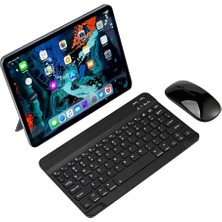 CetKing Tab P12 TB370FU 12.7" Tablet Için Uyumlu Slim Şarjlı Türkçe Bluetooth Klavye ve Mouse Seti Siyah