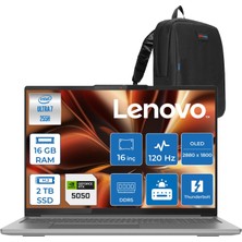Lenovo Ideapad Pro 5 Intel Core Ultra 7 255H 16GB 2tb SSD 8GB/RTX5050 16" 2.8k (2880X1800) OLED 1100NITS 120Hz Freedos Taşınabilir Bilgisayar 16IAH10505F03 + Zettaçanta