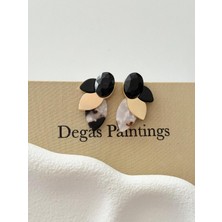 H&S Aksesuar Yaprak Model Tasarım Taşlı Küpe