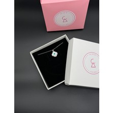 Alsem 925 Ayar Gümüş Kaplama Horus'un Gözü Nazar Kolye , Yonca Motifli Nazar Göz Kolye , Şans Kolye