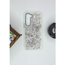 FoxPower Vivo Y04 Kılıf Kelebek Desenli Parlak Simli Kapak