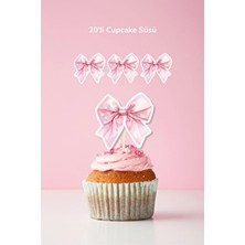 Neşeli Günlerim Pembe Fiyonk Temalı Doğum Günü Kürdanlı Cupcake Süsü 20'li