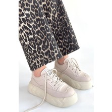 Shoegar Emwa Bej Cilt Bağcıklı Spor Ayakkabı