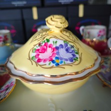 Manushum El Boyama Porselen Gülbahar Şekerlik-Limon Sarı