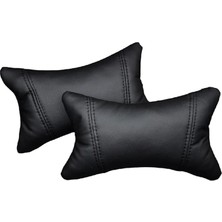 CetKing Oto Araç 2li Deri Boyun Yastığı (Siyah)