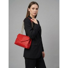 Oueen Elizabeth Queen Elizabeth Kırmızı Suni Deri Kadın Omuz Çantası