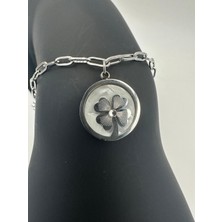 Stainless Steel Gümüş Renk Papatya Detaylı Çelik Bileklik