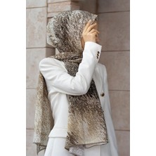 Vissona Lüks Medine Ipeği Zikzak Geometrik Desenli Taş Renkli 75X195 Kırışmaz Şal Moss Krep Dikiş Tipi Italyan Dikişli