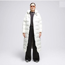 Nike Sportswear Therma-Fıt Kadın Parkası Düz Desenli Oversize Beyaz Kapüşonlu Tasarım