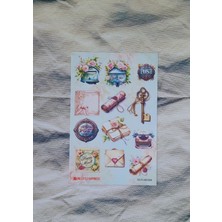 One Little Happiness Posta Temalı Vintage Journal Sticker Seti / Bullet Journal Scrapbook Kolaj Için Uygun