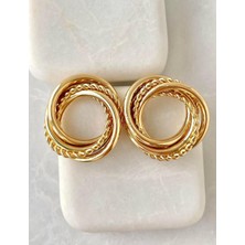 H&S Aksesuar Altın Kaplama Burgu Detaylı Sarmaşık Halka Küpe