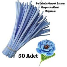 Butik 50 Adet Açık Mavi Şönil, Çiçek Yapımına Uygun Tüylü Tel, 30 cm 6mm