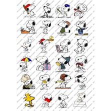 One Little Happiness Snoopy Karakter Temalı Etiket Seti - Ajanda, Defter, Laptop, Telefon, Scrapbook Sticker