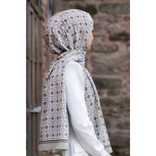 Vissona LÜKS MEDİNE İPEĞİ KARE DESENLİ KÜF YEŞİLİ  RENKLİ 75X195 KIRIŞMAZ ŞAL MOSS KREP DİKİŞ TİPİ İTALYAN DİKİŞLİ