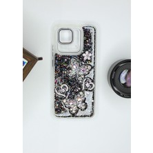 FoxPower Xiaomi Redmi 10C Kılıf Kelebek Desenli Parlak Simli Kapak