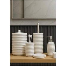 Onedekor 6 Parça Pinteres Porselen Silindir Beyaz Banyo Seti