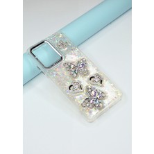 FoxPower Xiaomi Redmi Note 12 Pro 5g Kılıf Kelebek Desenli Parlak Simli Kapak