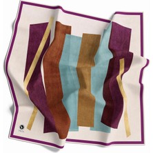 Violla Twill Geometrik Desenli Mürdüm Renkli 90X90 Eşarp (Ipek Içermez) Kenar Dikiş Şekli El Dikişli