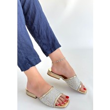 Shoegar Ortu Gold Cilt Işlemeli Terlik