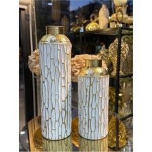 CITY gold 2'li Telkari Gold Metal Vazo 70-50 cm