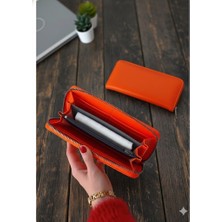 Kadın Nakit Para Bölmeli Turuncu Cüzdan