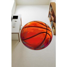 Dolce Mariee Basket Topu Desenli Yuvarlak Dijital Baskı Kaymaz Tabanlı Çocuk ve Genç Odası Halısı H0385