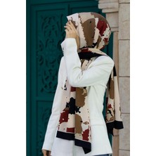 Vissona Lüks Medine Ipeği Boya Efekti Desenli Siyah Renkli 75X195 Kırışmaz Şal Moss Krep Dikiş Tipi Italyan Dikişli