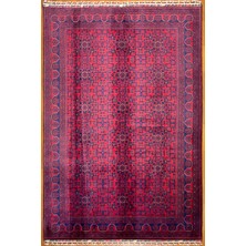 El Dokuma Afgan Halı Yıldız Desenli Bordo Renk 6 Metre Kare