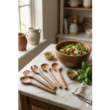 Doğal Ahşap 5 Parça Mutfak Gereçleri Seti - Çeyizlik