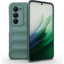 Redmi 15 Kılıf Esnek Tpu Oyuklu Arka Yüzey Tasarımlı Zore Etnik Silikon Kapak - Koyu Yeşil