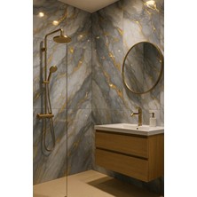 Ukab Dekor 60X120 cm (0,72 M²) Kendinden Yapışkanlı Mermer Desenli Pvc Karo Panel Banyo, Wc, Mutfak