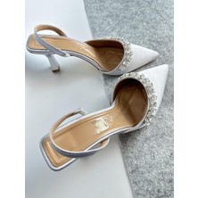 Gloriys Ayakkabı & Çanta Saten 6 cm Ince Topuklu Taşlı Abiye Ayakkabı 02200