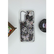 FoxPower Vivo Y04 Kılıf Kelebek Desenli Parlak Simli Kapak