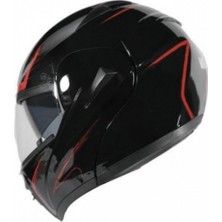 OEM Çene Açılır Vizörlü Kask [MD-808] [siyah - Kırmızı]