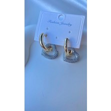 H&S Aksesuar Zirkon Taşlı Kalp Küpe