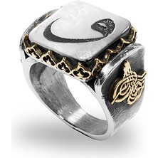 Besen Gümüş Sedef Üzerine Vav Harfli El İşi Yüzük