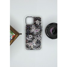 Bcase Iphone 14 Kılıf Kelebek Desenli Parlak Simli Kapak