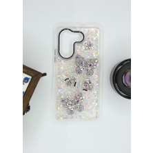 FoxPower Tecno Camon 20 Pro Kılıf Kelebek Desenli Parlak Simli Kapak