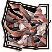 Violla Twill Kare Desenli Sütlü Kahve Renkli 90X90 Dikim Şekli : El Dikişi Eşarp (Ipek Içermez)