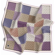 Violla Twill Kare Desenli Lila Renkli 90X90 Eşarp (Ipek Içermez) Kenar Dikiş Şekli El Dikişli