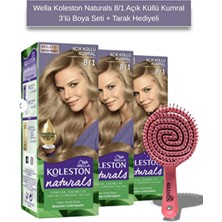 Wella Koleston Naturals 8/1 Açık Küllü Kumral 3'lü Boya Seti + Tarak Hediyeli