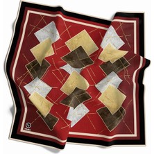Violla Twill Geometrik Desenli Bordo Renkli 90X90 Eşarp (Ipek Içermez) Kenar Dikiş Şekli El Dikişli