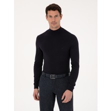 Cacharel Lacivert Slim Fit Pamuk Karışımlı Yarım Balıkçı Yaka Basic Triko Kazak 50318619 VR033
