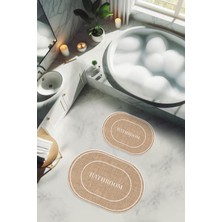 Dolce Mariee Yıkanabilir Kaymaz Tabanlı Modern Desenli 2'li Banyo Paspas Takımı OBPS0004