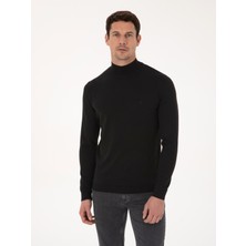 Cacharel Siyah Slim Fit Pamuk Karışımlı Yarım Balıkçı Yaka Basic Triko Kazak 50318619 VR046
